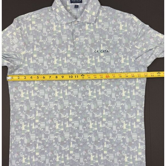 Peter Millar Mens Polo Shirt Cascata Golf Club Sz Large Crown Crafted Wine Print - Picture 11 of 12
